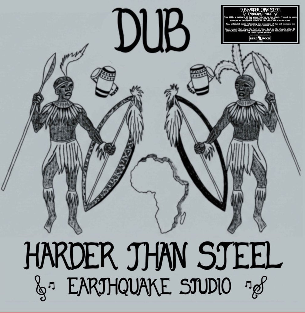 Earthquake Studio - Dub Harder Than Steel front cover. 2026 reissue, Real Rock Reccords, Italy, vinlyl LP. Available at Seasonal Work Records.