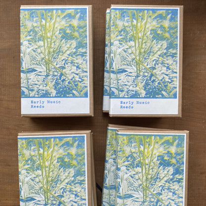 Early Music – Reeds cassette, front. 2026 Early Music wholesale/trade edition designed  by Jon Collin. Available at Seasonal Work Records.