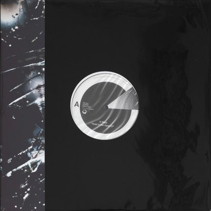 Vinyl record cover with a white label on a black background