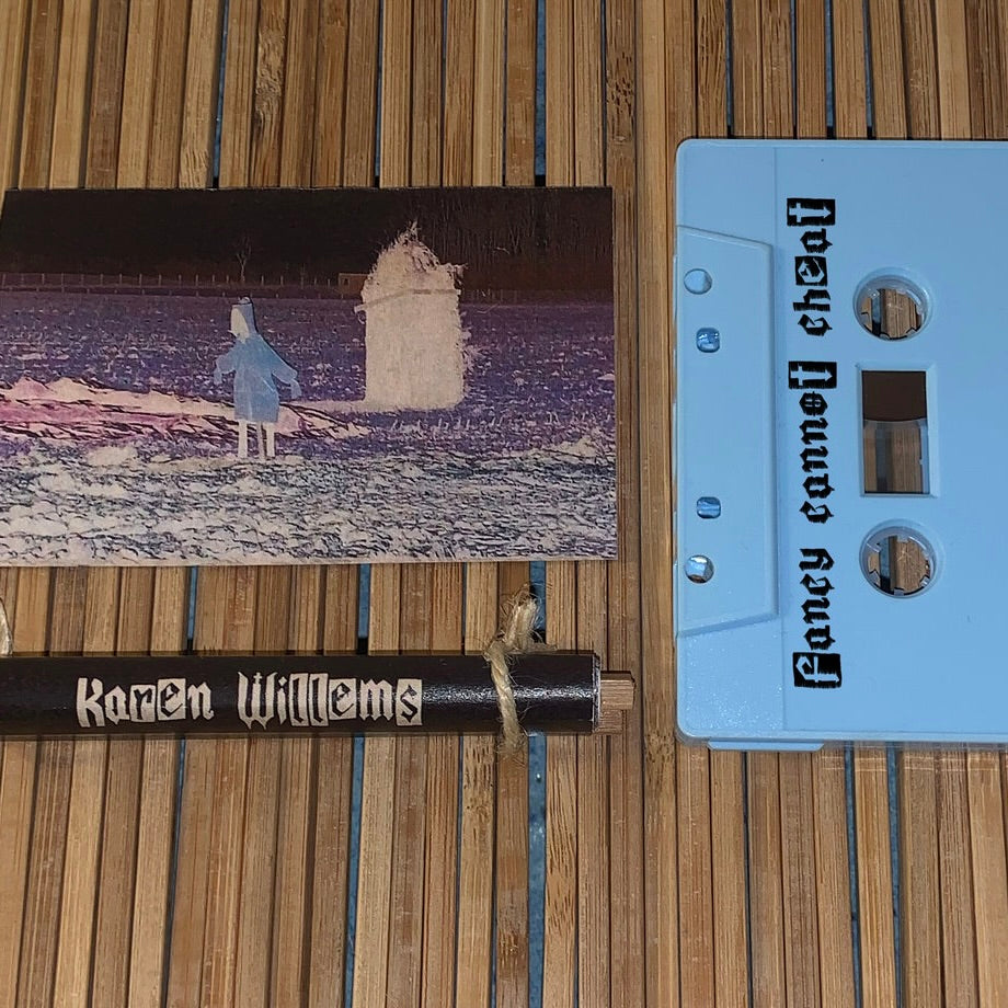 Karen Willems - Fancy Can Not Cheat cassette. Unpacked, disassembeled view. Kashual Plastik, Berlin, 2026. Availabale at Seasonal Work Records.