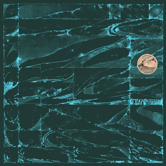Album cover with abstract design and a circular logo in the corner