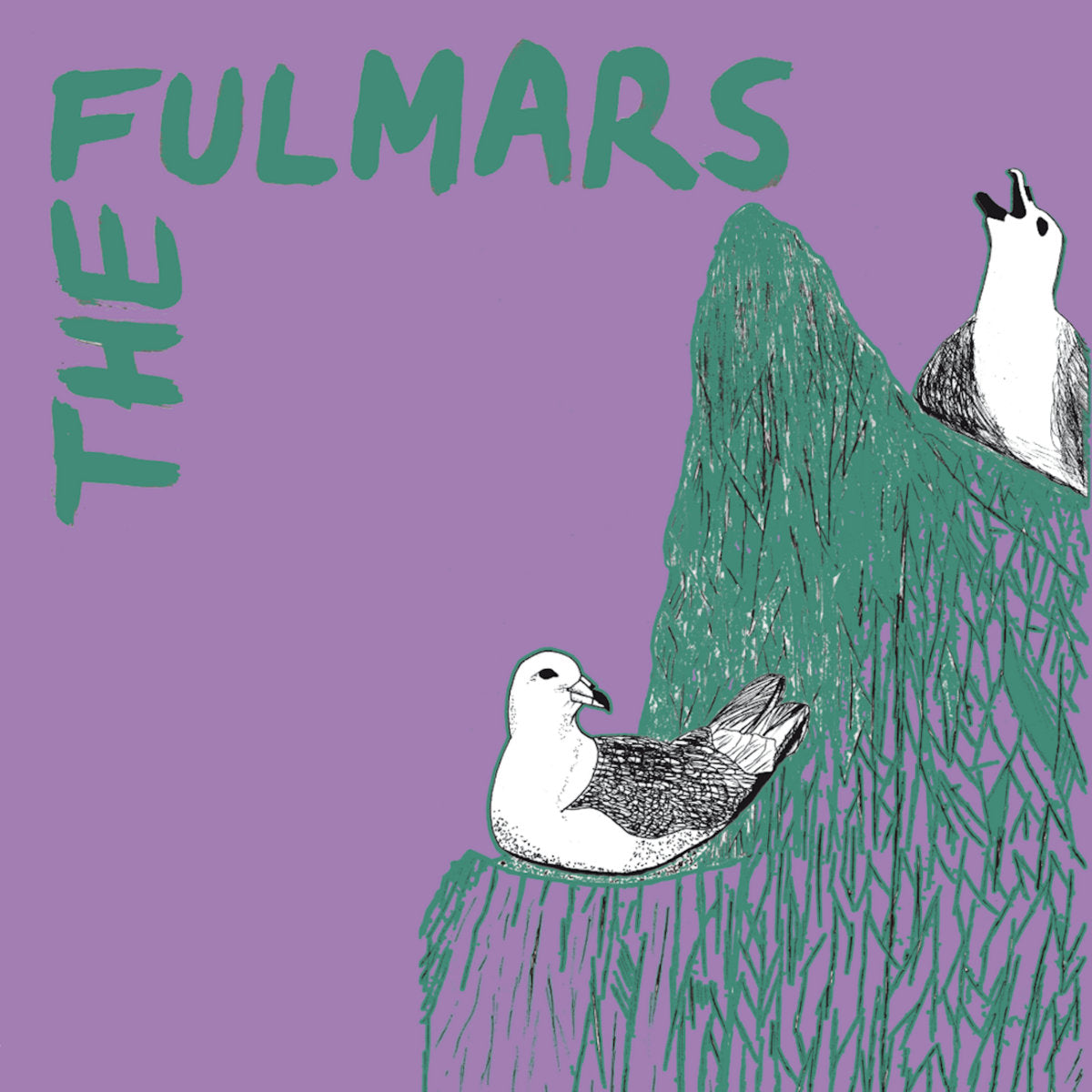 Album cover with 'The Fulmars' text and illustrations of birds on a purple background