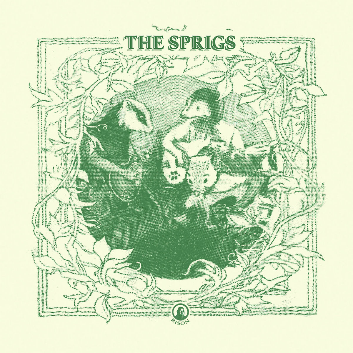 The Sprigs - For Red Riverbank front cover. Bison Records, 2026, LP. Available at Seasonal Work Records.