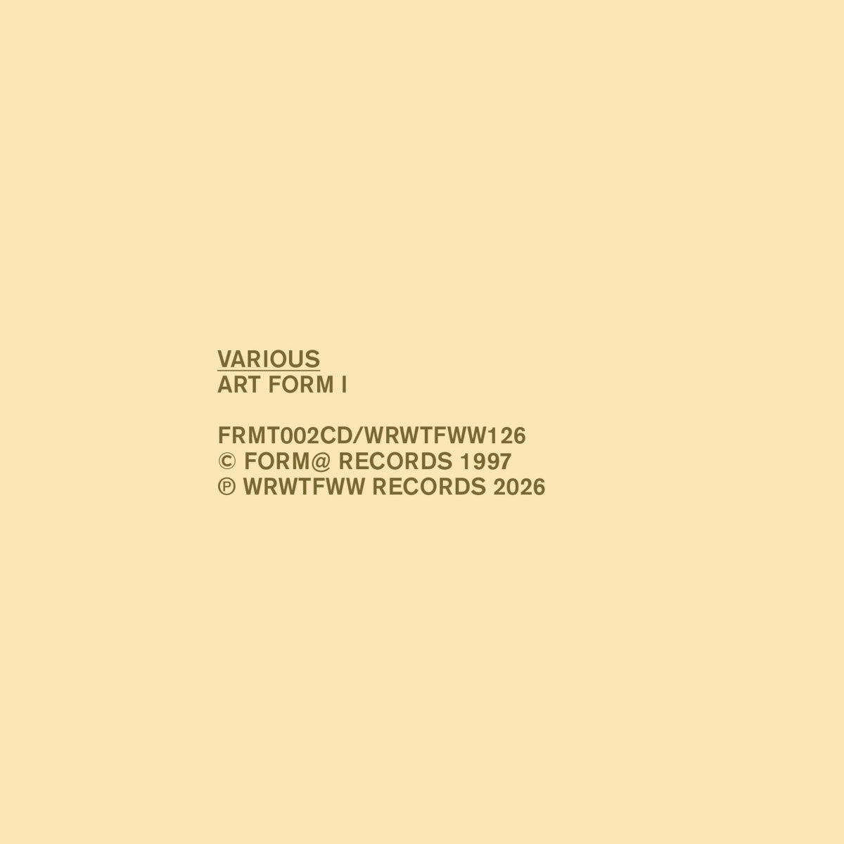 Various Artists - Art Form I album cover