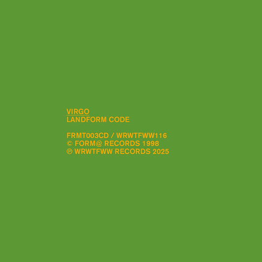 Virgo - Landform Code album cover. 2025 reissue, WRWTFWW Records, Switzerland, 2LP. Available at Seasonal Work Records.