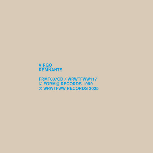 Virgo - Remnants album cover. 2025 reissue from WRWTFWW Records, Switzerland, 2LP. Available at Seasonal Work Records.