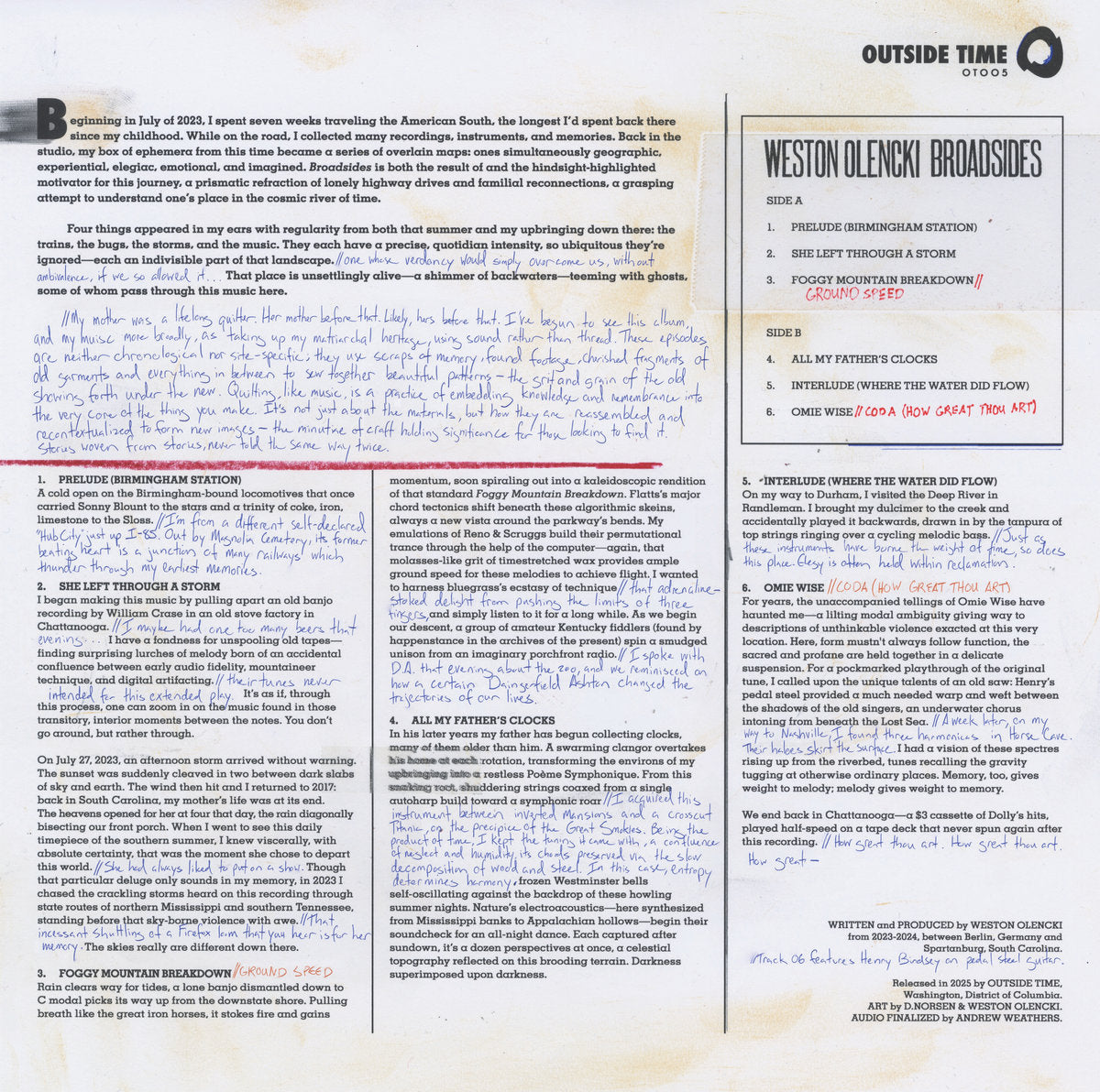 Weston Olencki - Broadsides back cover